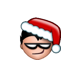 an emoji of a man wearing a santa hat and sunglasses