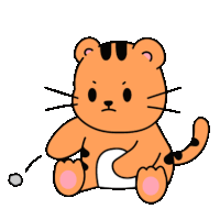 a cartoon drawing of a tiger with a ball in its paws