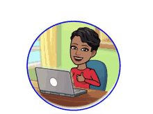 a cartoon woman is sitting at a desk with a laptop and giving a thumbs up