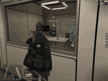 a screenshot of a video game shows a man in a fbi vest standing in a room