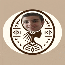 a boy 's face is in the center of a circle with arabic writing