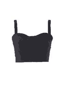 a black crop top with straps and a plunging neckline on a white background .