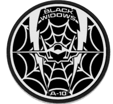 a patch that says black widows on it