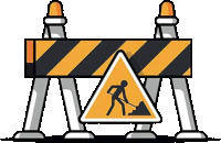 a cartoon illustration of a construction barrier with a sign that says `` under construction '' .