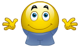 a yellow smiley face with blue eyes is wearing a blue shirt and blue pants .