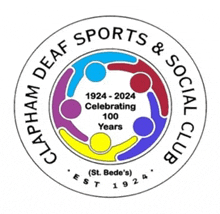 the logo for clapham deaf sports and social club