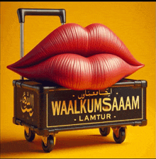 a sign that says waalkumsaam is on a cart