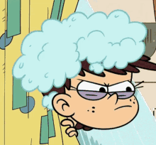 luna from the loud house is taking a shower with soap bubbles in her hair