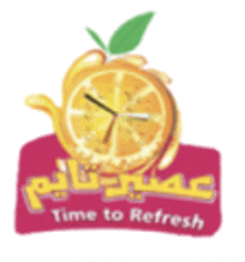 a logo that says time to refresh with an orange slice on it