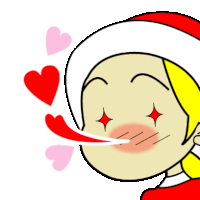 a cartoon of a girl blowing a kiss with hearts coming out of her mouth