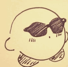 a drawing of a man 's head wearing sunglasses .