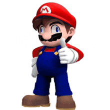 a mario cartoon character is giving a thumbs up sign .