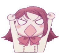 a cartoon of a girl with her arms in the air making an angry face .