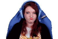 a woman wearing headphones and a blue jacket that says twitch.tv/fiamma