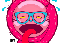 a cartoon drawing of a cat wearing glasses and a scarf