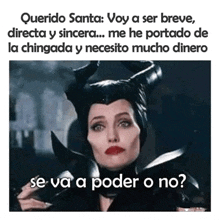 a picture of a woman with horns and the words `` querido santa : voy a ser breve directa y sincera ...