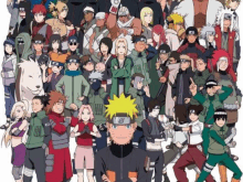 a large group of anime characters including naruto and his friends