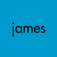 a blue background with the name james in black