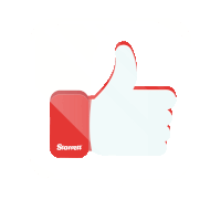 a red starrett thumbs up sign is against a white background