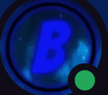 a blue letter b in a blue circle