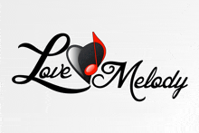 a logo for love melody with a heart and a note