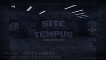 a dark room with the words site tempus written on the wall