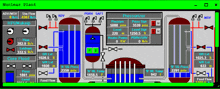 a computer screen showing a nuclear plant with a green window