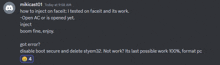 a screenshot of a discord conversation between mikicast01 and boomfine