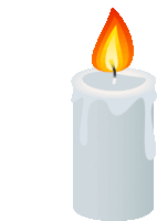 a candle with melted wax and a flame