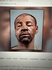 a man is arrested in escambia county on may 31st 2024