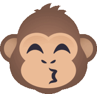 a cartoon monkey with its eyes closed and a kiss on its lips