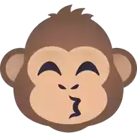 a cartoon monkey with its eyes closed and a kiss on its lips