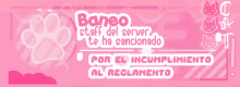 a pink banner that says ' baneo staff del server te ha sancionado por el incumplimiento al reglamento '