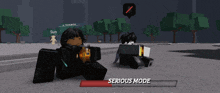 a screenshot of a video game with serious mode on the bottom