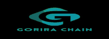 a logo for gorira chain with a blue g on a black background .