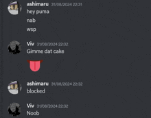 a screenshot of a discord conversation between ashimaru and vive