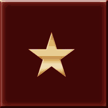 a gold star on a red background with a shadow