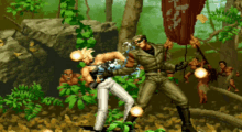 a man in a military uniform is fighting another man