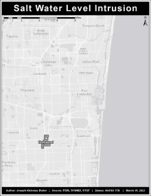 a map of salt water level intrusion in hollywood