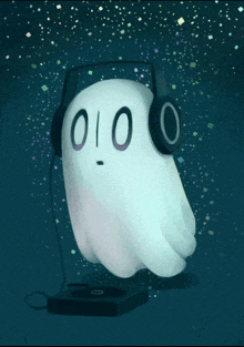 a ghost wearing headphones with the numbers 0 and 0 on it