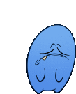 a cartoon drawing of a blue balloon with a sad face .