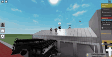 a group of people standing on top of a building in a video game called roblox