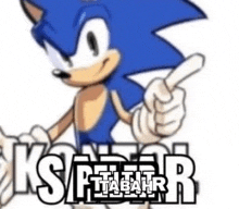 a cartoon of sonic the hedgehog pointing at the word ksp