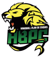 a logo for handball plan de cuques has a lion on it