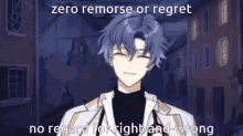 a picture of a boy with the words zero remorse or regret no regard for right and wrong