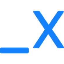 a blue x on a white background with a blue line underneath it