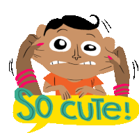 a cartoon drawing of a man with a speech bubble that says so cute