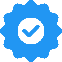 a blue icon with a white check mark in a circle