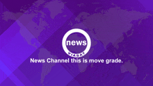 a purple background with a news channel logo on it