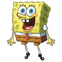 a cartoon of spongebob squarepants wearing a tie and a shirt .